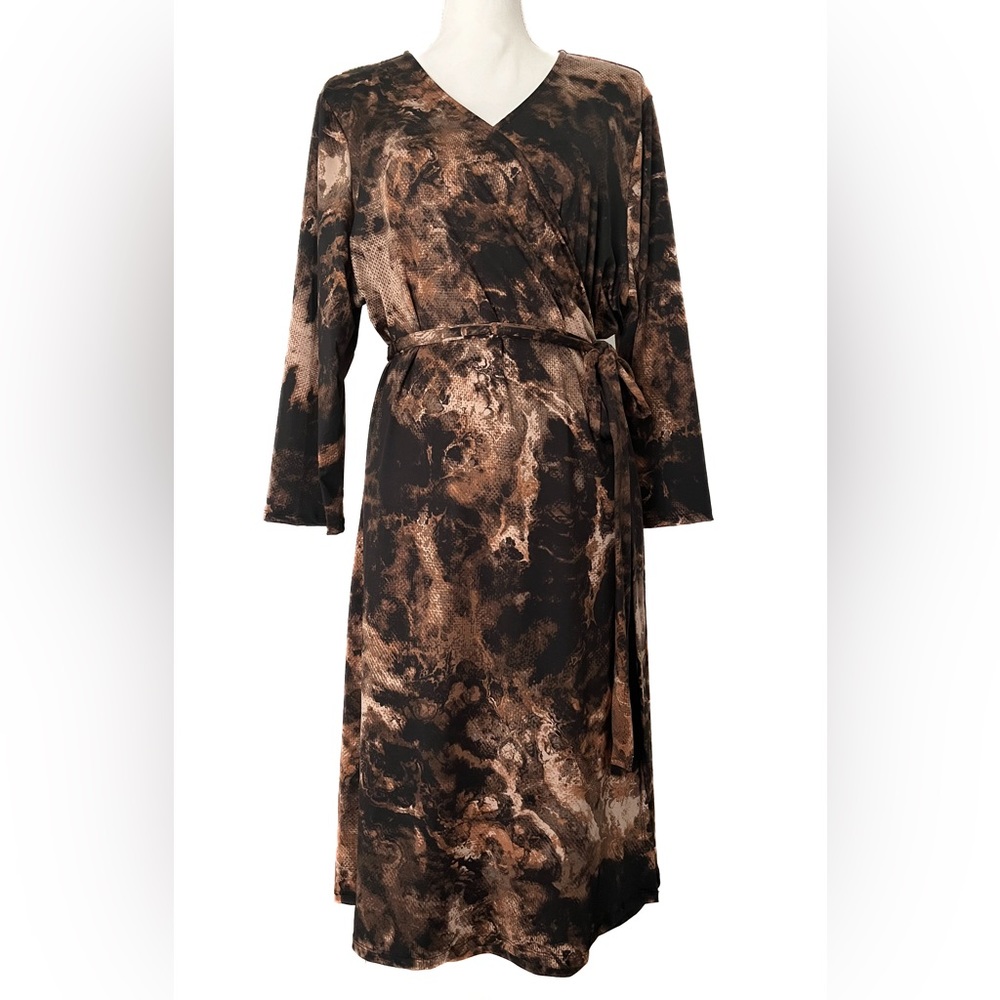 Lularoe Brown & Black Abstract Snake Print Michelle Wrap Dress
